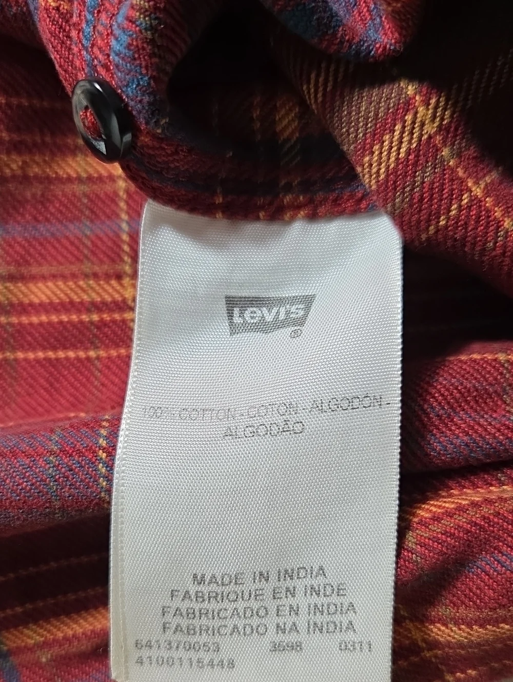 Levi's 100% Cotton Red Regular Fit Flannel Size M